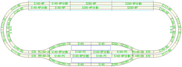 Bトレ用2面4線駅(外側待避線)3・エンドレス 配線図
